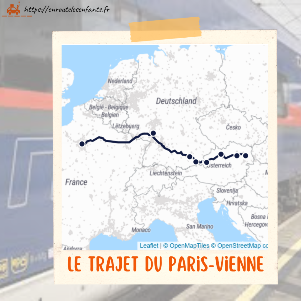 Le trajet du NightJet Paris Vienne