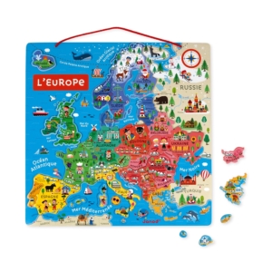 Puzzle magnétique coloré Janod pour enfants pour placer les pays d'Europe sur la carte