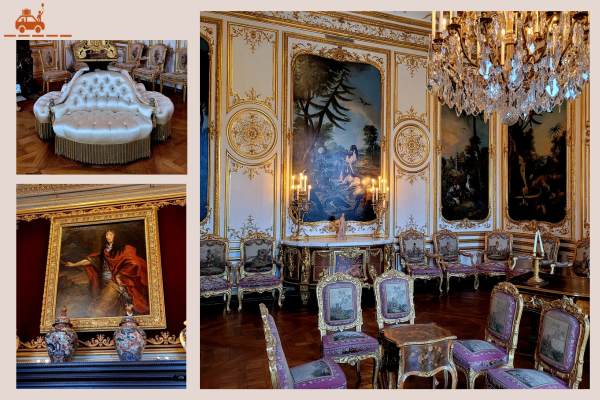 Les appartements du château de Chantilly - une causeuse, le portrait du duc d'Aumale, des chaises