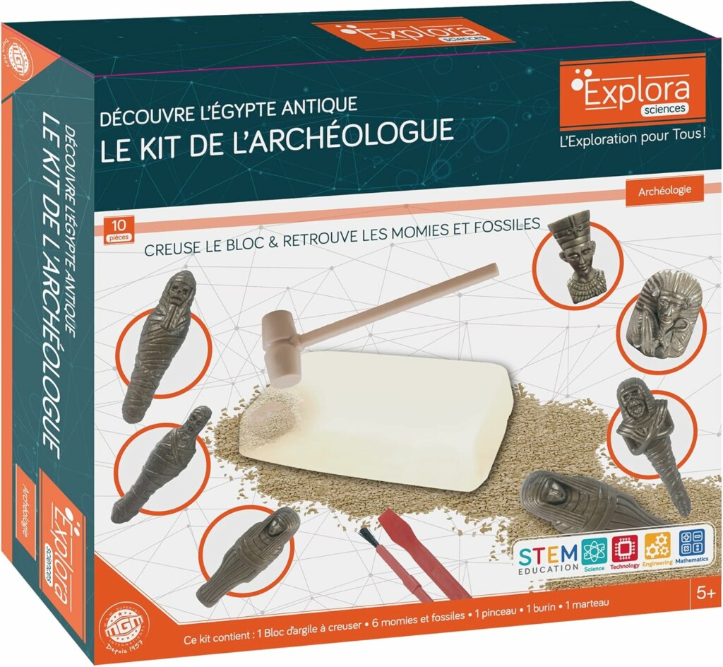 Jeu à offrir à un enfant fan d'Egypte : un kit d'activité archéologique pour faire des fouilles