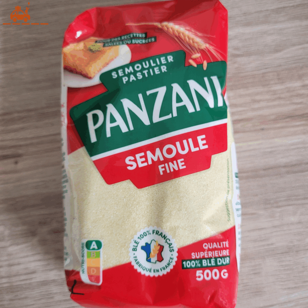 Exemple de marque de semoule à utiliser pour ma recette de basboussa égyptienne (marque Panzani)
