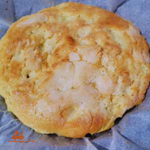 Tarte au sucre du Nord traditionnelle, brioche à la vergeoise après cuisson
