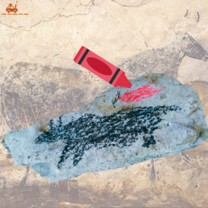 Dessin d'enfant - art rupestre à la craie sur une pierre