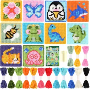 Kit de broderie enfant débutant avec canevas à gros trous