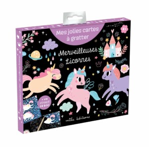 Cartes à gratter licornes pour activité créative dans le train
