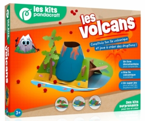 Kit Pandacraft les volcans pour enfant à partir de 3 ans : fabriquer et décorer un volcan
